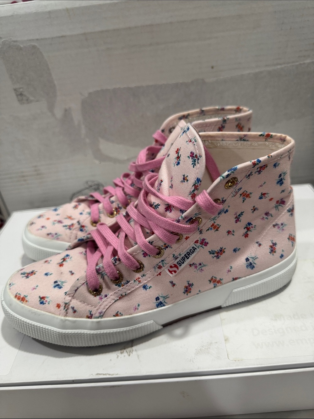Superga Pink Floral High-Top Sneakers - Picture 4 of 13